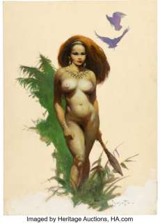 Frank Frazetta ERB-dom #78 Centerfold Painting Original Art (Camille Cazedessus, 1974). | Heritage