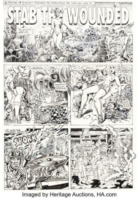 Spain Rodriguez, S. Clay Wilson, Paul Mavrides, and Victor Moscoso Zap Comix #16 "Stab the Wounded" Complete 2-Page Story Original Art (Fantagraphix, 2016). (Total: 2 Original Art) | Heritage