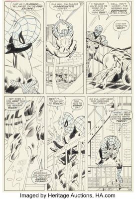 John Buscema and Dan Adkins Silver Surfer #14 Spider-Man Story Page 13 Original Art (Marvel, 1970). | Heritage