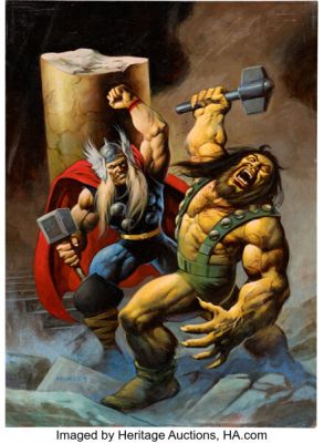 Alex Horley - Thor vs. Ulik Painting Original Art (undated).