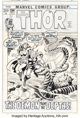 John Buscema and Frank Giacoia Thor #204 Cover Original Art (Marvel, 1972). | Heritage