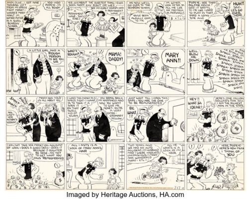E. C. Segar Thimble Theatre Starring Popeye Sunday Comic Strip Original Art dated 7-17-36 (King Features Syndicate, 1936). | Heritage