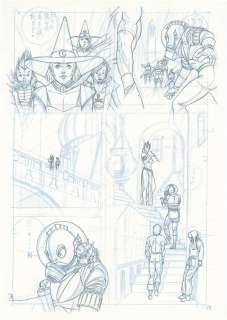 Buichi Terasawa’s handwritten manuscript (blue part is printed) "Cobra" | Mandarake (Big Web)