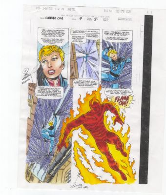 Original Marvel Chapter One #7 Pg 5 Color Guide Production Art Human Torch Flame On | Neat Stuff Vault