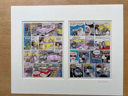 Franka - Ingelijste blauwkopie + inkleuring + zwart film pag. 3 en 4 "Gangsterfilm" - (1992) | Catawiki