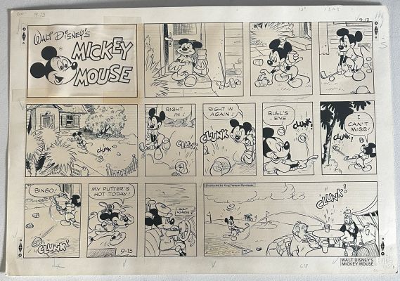Original Disney Mickey Mouse Sunday Comic Art 1983 Roman Arambula King Features | Neat Stuff Vault