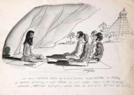 Lauzier | Â«Le SageÂ». Dessin Ã  l’encre de Chine et lavis. Format 53 x 38 cm. | Tessier Sarrou