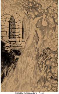 Virgil Finlay (American, 1914-1971). Adam‘s First Wife, Amazing Stories interior illustration, September...