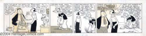 Elzie Crisler Segar - Original Comic Strip Art for Popeye Daily dated 6-24-36 (King Features Syndicate, 1936). - | Heritage