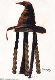 Tommy Lee Edwards - Original Illustration of The Harry Potter Hogwarts Sorting Hat (undated). Tommy Lee Edwards -