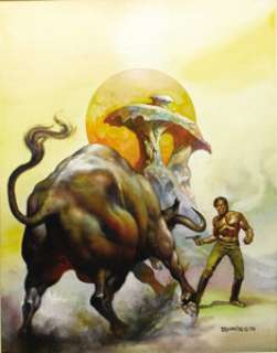 Boris Vallejo - "Two Hawks From Earth" Paperback Cover Painting Original Art (Ace, 1979). It’s man vs. - | Heritage