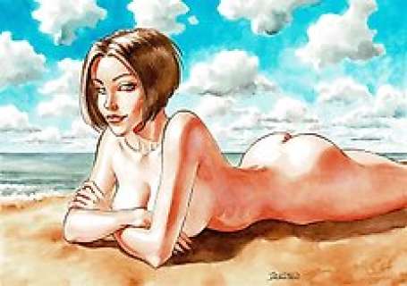 Taranzano, Pierre - 1 Original colour drawing - Pin Ups - Pin Up à la plage 3 - 2024 | Catawiki