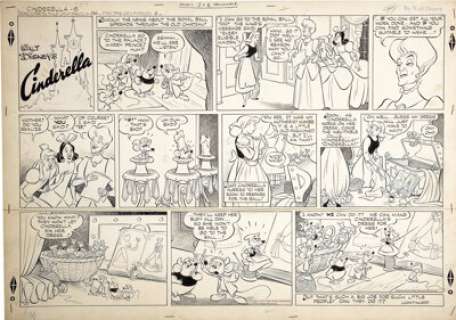 Manuel Gonzales and Dick Moores - Walt Disney‘s Cinderella Sunday Comic Strip Original Art, dated 4-9-50 -