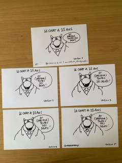 Geluck, Philippe - 5 Original drawing - Le Chat - Le Chat a 25 ans - 2008 | Catawiki