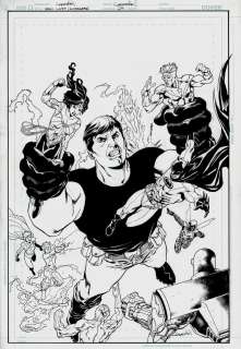 Aaron Lopresti - Justice League: Generation Lost #23 Cover (9 Heroes Battling Including Batman & Booster Gold!) 2011