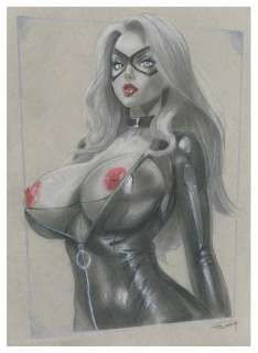 Wawrzaszek, Edward Edgar - 1 Original colour drawing - Les pin-up d’Edward : Black Cat - 2024 | Catawiki