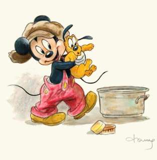 Tony Fernandez - Mickey and Baby Pluto: Bath Time Adventures - Inspired by Chaplin’s ’The Kid’ (1921 Film) - Original | Catawiki