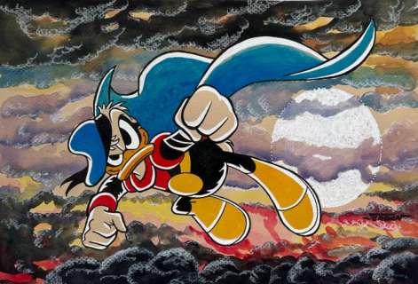 Julian Jordan - 1 Croquis en couleur - Paperinik Duck Avenger - "Night Flight" | Catawiki