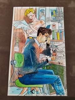 Siniscalchi, Luigi - 1 Original colour drawing - Cover Skorpio - Hard Cartoonist and his Wife - 1995