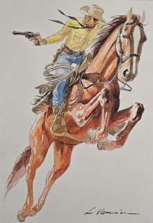 Vannini, Luca - 1 Original drawing - Tex - Illustrazione originale "Tex a cavallo" | Catawiki