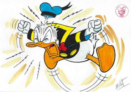 Millet - 1 Original colour drawing - Donald Duck - Vintage Style | Catawiki