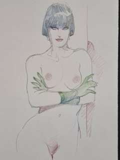 Frollo, Leone - 1 Original colour drawing - Pin up in Guanti Verdi | Catawiki