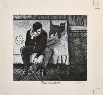GÖTTING, JEAN CLAUDE - GÃ–TTING, JEAN CLAUDE "RIEN NE ME RÉUSSIT" Illustration Ã  l‘encre de chine