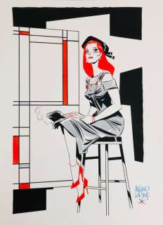 Lapone, Antonio - 1 Original colour drawing - La fleur dans l’atelier de Mondrian | Catawiki