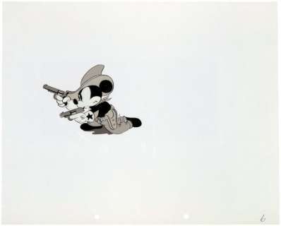 MICKEY MOUSE RARE "TWO-GUN MICKEY" ORIGINAL BLACK & WHITE NITRATE PRODUCTION FILM CEL. | Hake’s