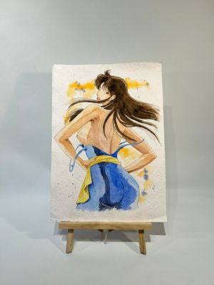 Zanella & Saras - 1 Original colour drawing - Occhi di Gatto - The Allure of Hitomi - 2025 | Catawiki
