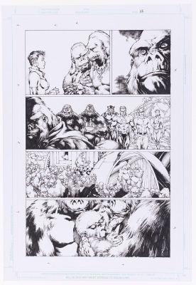 Lot 15 - ED BENES JUSTICE LEAGUE OF AMERICA VOL. 2 #9 COMIC BOOK PAGE ORIGINAL ART. | Hake’s