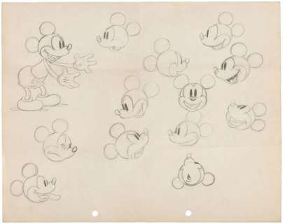 MICKEY MOUSE CHARACTER STUDIES ORIGINAL ART PAIR. | Hake’s