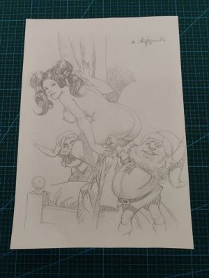 Alessandro Biffignandi - 1 Dessin préliminaire original - Biancaneve n.4 - Linguaccia Malefica (1974) | Catawiki