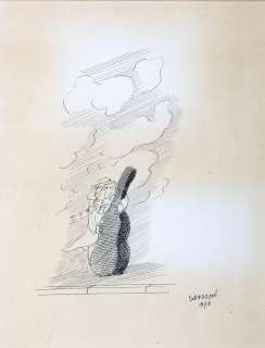 Sempé | Jeune homme et contrebasse, illustration Ã … | Millon