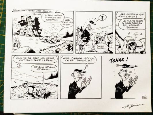 Janvier, Michel - 1 Original drawing - Lucky Luke - Demi-planche originale 8B - Rantanplan "Le Messager" - 1995 | Catawiki