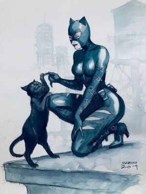 Marini, Enrico - 1 Original colour drawing - Catwoman - 2019 | Catawiki