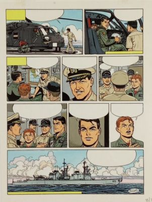 Bergese, Francis et Frédéric - 1 Mise en couleur originale à l’acrylique - Buck Danny, T45, planche 36 | Catawiki