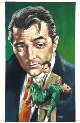 Rafael Cortiella | Original art – Drawing for poster, video editing: Perseguida / Second Chance: Robert Mitchum y Jack Palance – Cortiella | Origin Of Comics