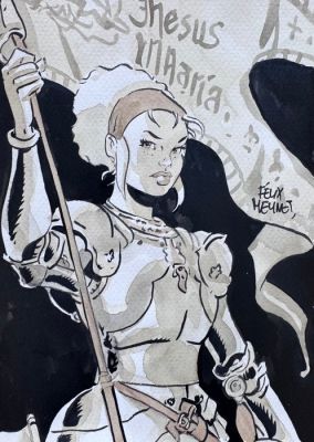 Meynet, Félix - 1 Original colour drawing - Hommage à Jeanne d‘Arc par Jean-Auguste Ingres - 2023
