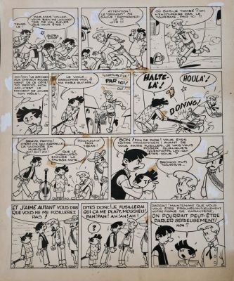 Greg (Regnier, Michel) - 1 Original page - Bronco et Pepito - 1950 | Catawiki