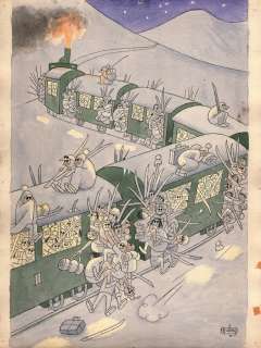 Dubout (Albert) | Le Train en route vers la station de ski,… | Millon