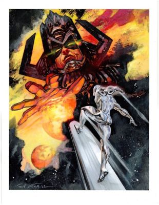 Formosa, Gil - 1 Acrylic - The Silver Surfer - Silver Surfer v/s Galactus | Catawiki