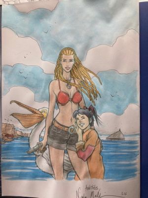 Malfin, Nicolas - 1 Original colour drawing - Golden City - Tome 10 - Double dédicace - 2026 | Catawiki