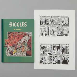 Biggles. Originele tekenplaat uit het verhaal Biggles in Arabië. Oost-Indische inkt op papier.... | Bernaerts