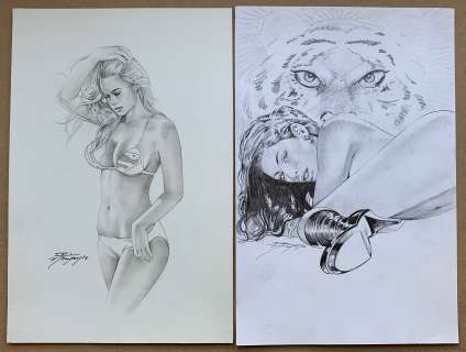 DEL NAYRA ORIGINAL ARTWORK (2 in Lot) - SIGNED & DATED ORIGIAL ARTWORK by DEL NAYRA - Preliminary | Excalibur Auctions