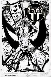 Andy Lanning, Mike McKone | House of M #5 Cover (Spider-Man, Wolverine, Kitty Pryde, White Queen, Hawkeye, Matt Murdock, Luke Cage, Green Goblin, Gwen Stacy, Uncle Ben Parker!) 2005 | Romitaman