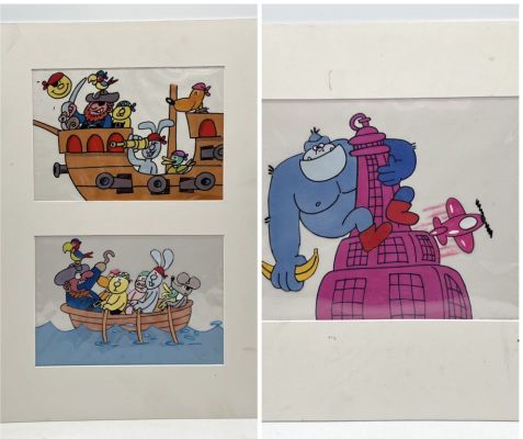 Three framed and mounted Henrys Cat animation cels from series 3… | misc / divers