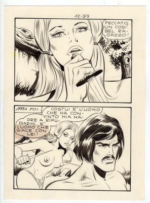 Leone Frollo | Tavola originale per Lucifera 12. Cm. 15,5 x 21,5. Anno di esecuzione 1972. Pag. 57. | Art e Fumetto