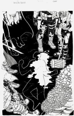 John Romita Jr., Richard Friend - Suicide Squad #12 Cover (Deadshot, Captain Boomerang, Katana, Enchantress, Colonel Rick Flag, Harley Quinn, & Killer Croc!) 2016