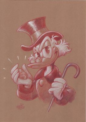 Alessandro Gottardo | Disegno originale Disney ‘DONALD DUCK’ ‘ZIO PAPERONE’ Cm. 30 x 42. Matite colorate su cartoncino. Datata e firmata. | Art e Fumetto